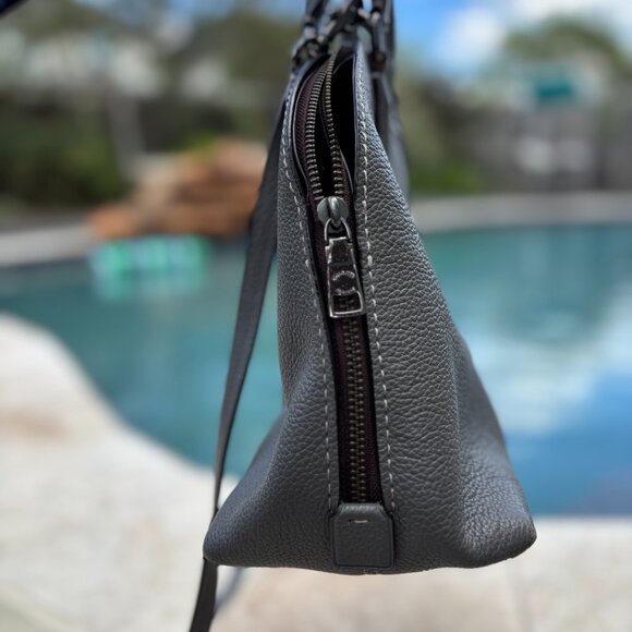 Coach Pebbled Leather Quinn Satchel – Grey Structured Handbag - Picture 3 of 17